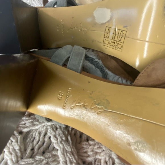 LOLA CRUZ Grey & Tan Suede Ankle Strap Heels - Picture 15 of 16